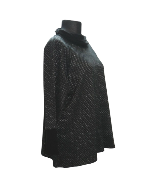 Tunika TRAPEZOWA z luźnym golfem - plaster miodu czarna